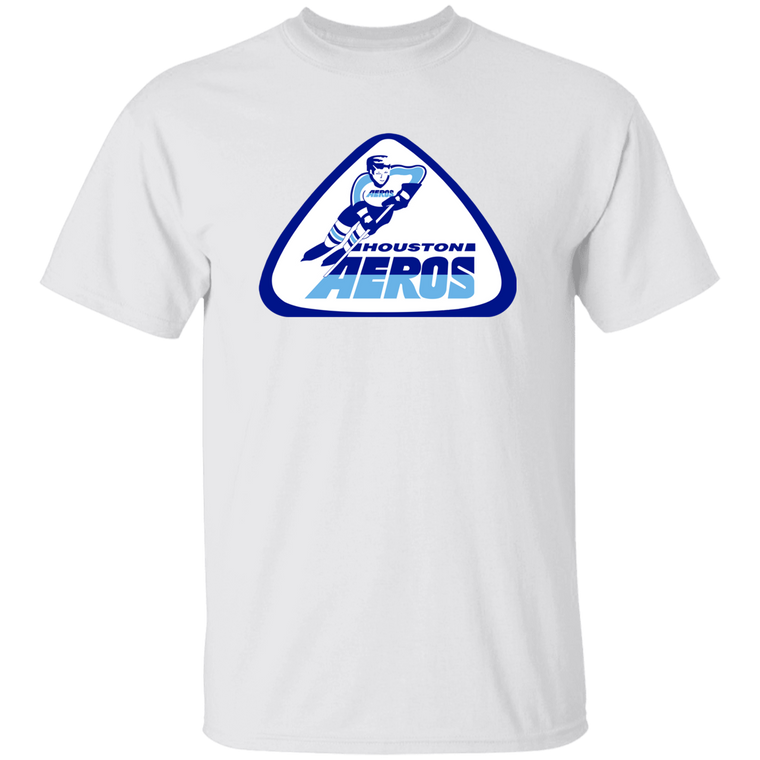 Houston Aeros WHA Hockey Short Sleeve Tee Shirt in White