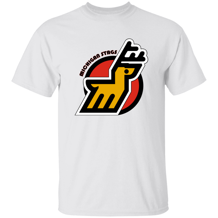 Michigan Stags WHA Hockey Short Sleeve Tee Shirt in White