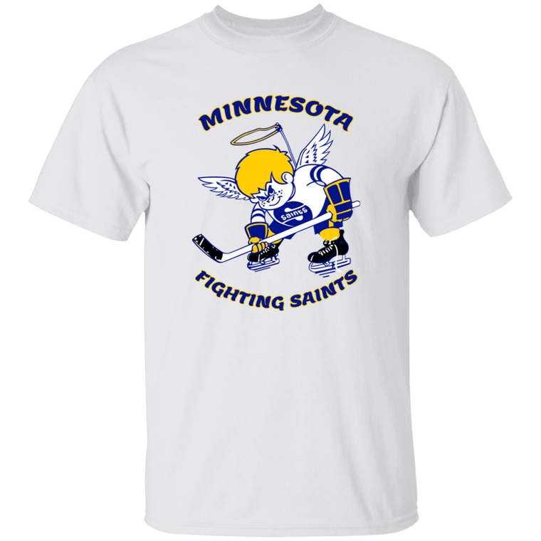 Minnesota Fighting Saints WHA Hockey Short Sleeve Tee Shirt in White