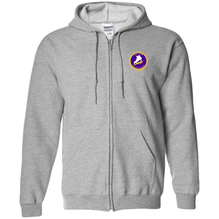 New York Golden Blades WHA Hockey Team Full Zip Hoodie front view in Sport Grey