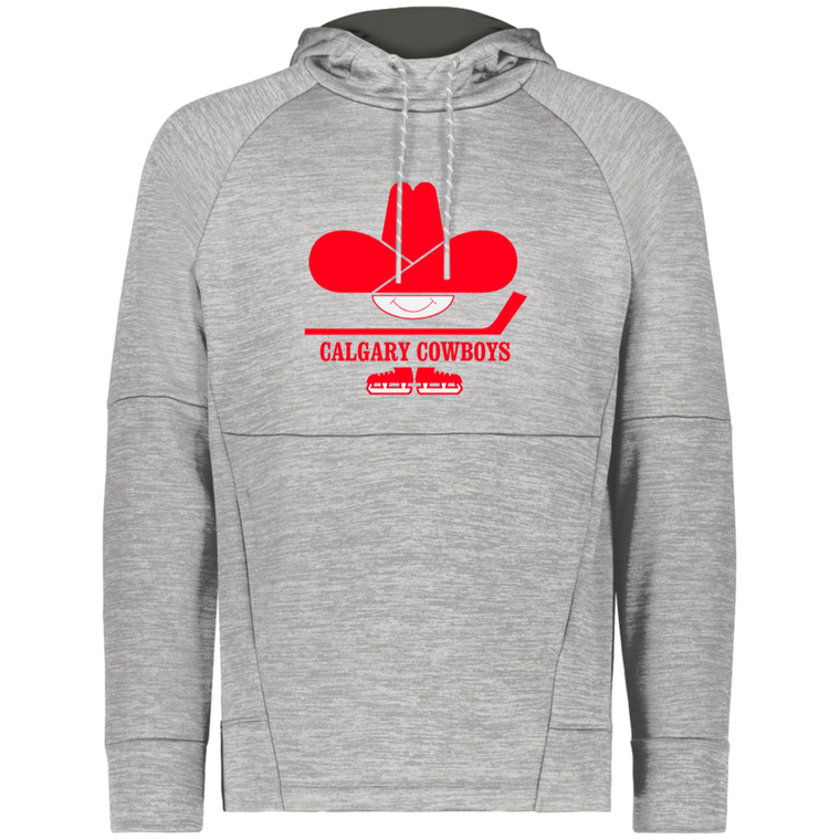 Calgary Cowboys WHA Hockey Fleece Performance Hoodie in Athletic Grey