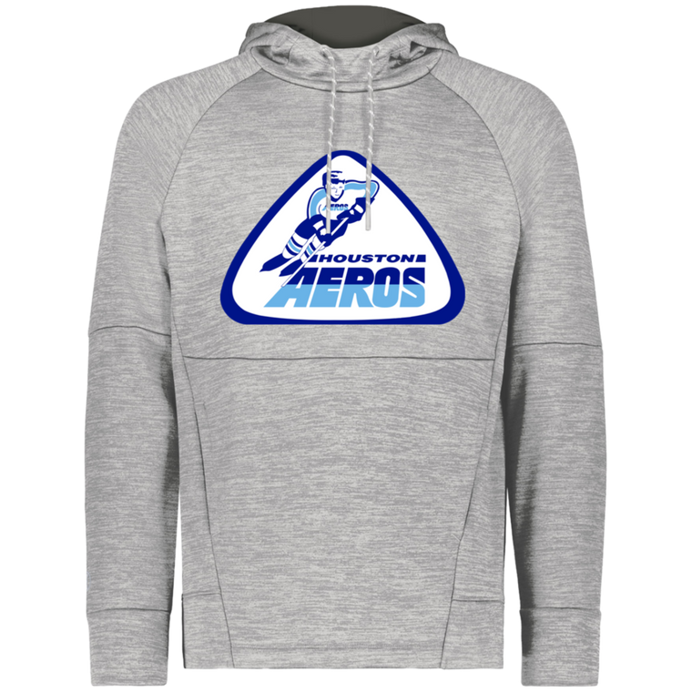 Houston Aeros WHA Hockey Fleece Performance Hoodie in Athletic Grey
