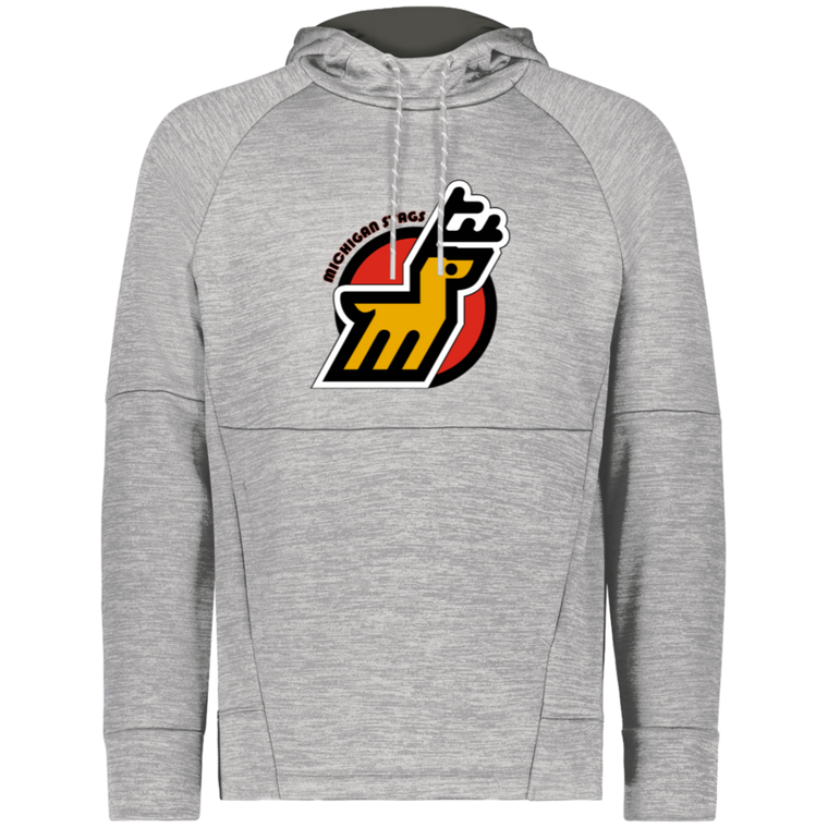 Michigan Stags WHA Hockey Fleece Performance Hoodie in Athletic Grey