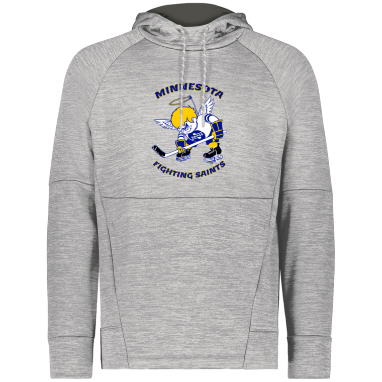 Minnesota Fighting Saints WHA Hockey Fleece Performance Hoodie in Athletic Grey