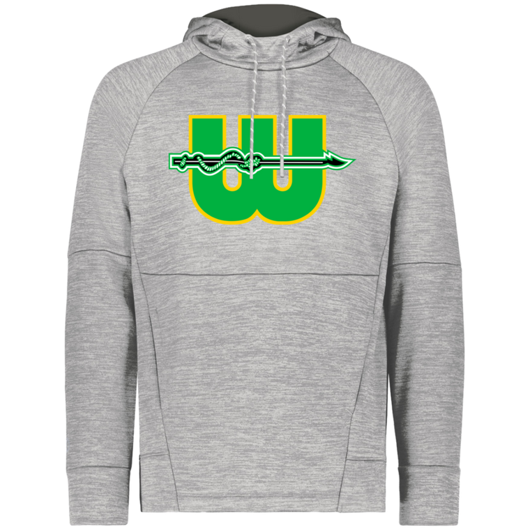 New England Whalers WHA Hockey Fleece Performance Hoodie in Athletic Grey