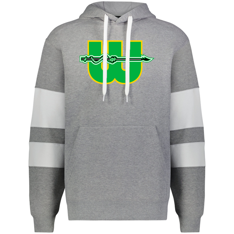 New England Whalers WHA Hockey Athletic Fleece Hoodie in Charcoal Heather/White