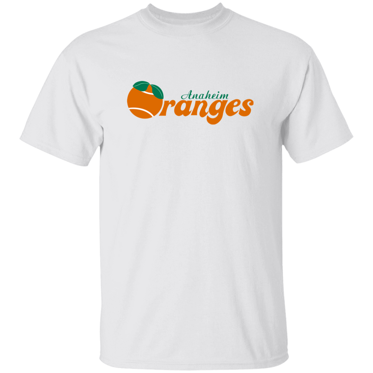 Vintage-style Anaheim Oranges WTT T-shirt with retro 1970s team logo graphic in white