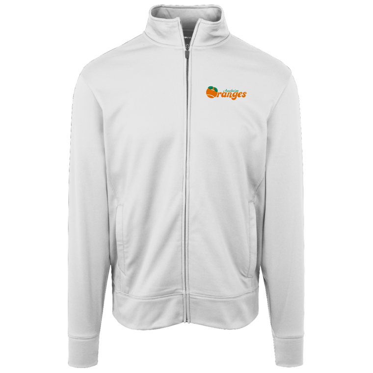 Retro Anaheim Oranges Full Zip Fleece Jacket featuring vintage WTT tennis team logo in white front view