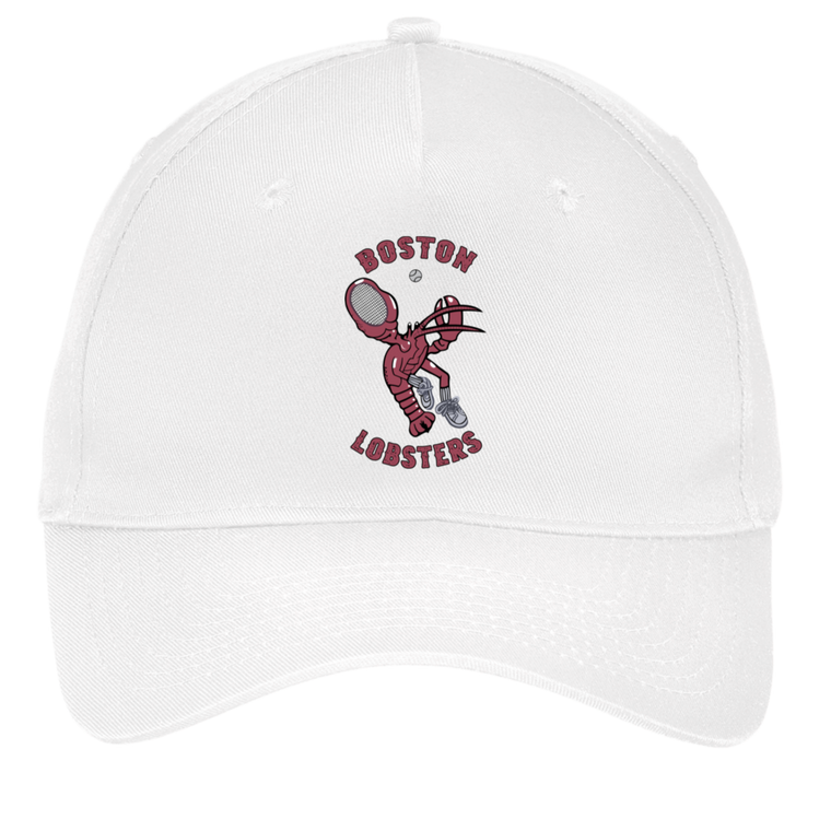 Vintage Boston Lobsters World Team Tennis twill cap with seamless 5-panel front and retro logo in white