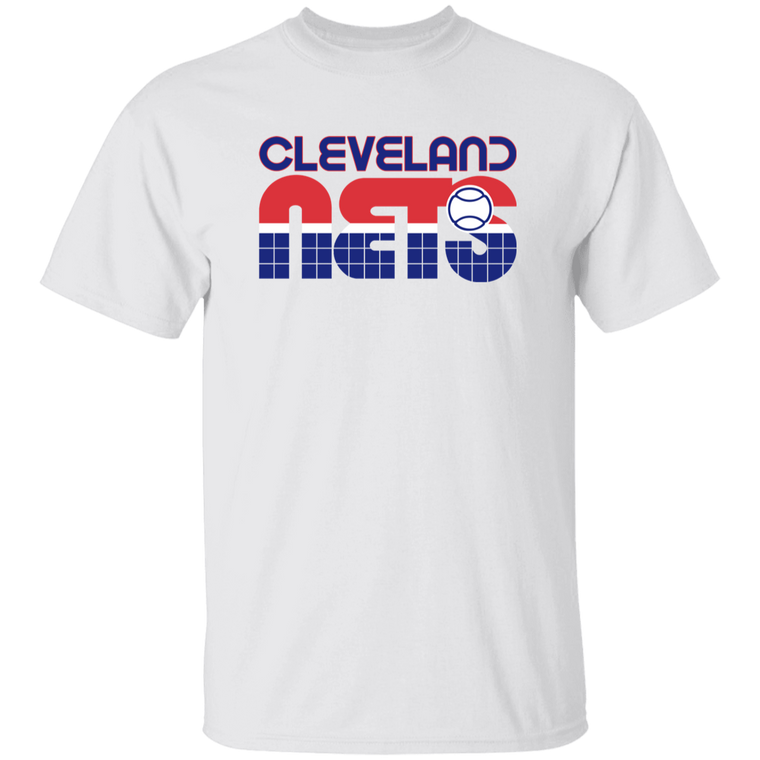 Vintage-style Cleveland Nets WTT T-shirt with retro 1970s team logo graphic in white