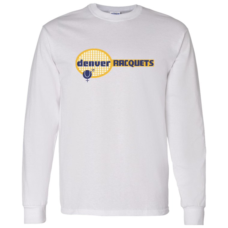 Retro Denver Racquets long sleeve shirt featuring vintage WTT tennis team logo in White