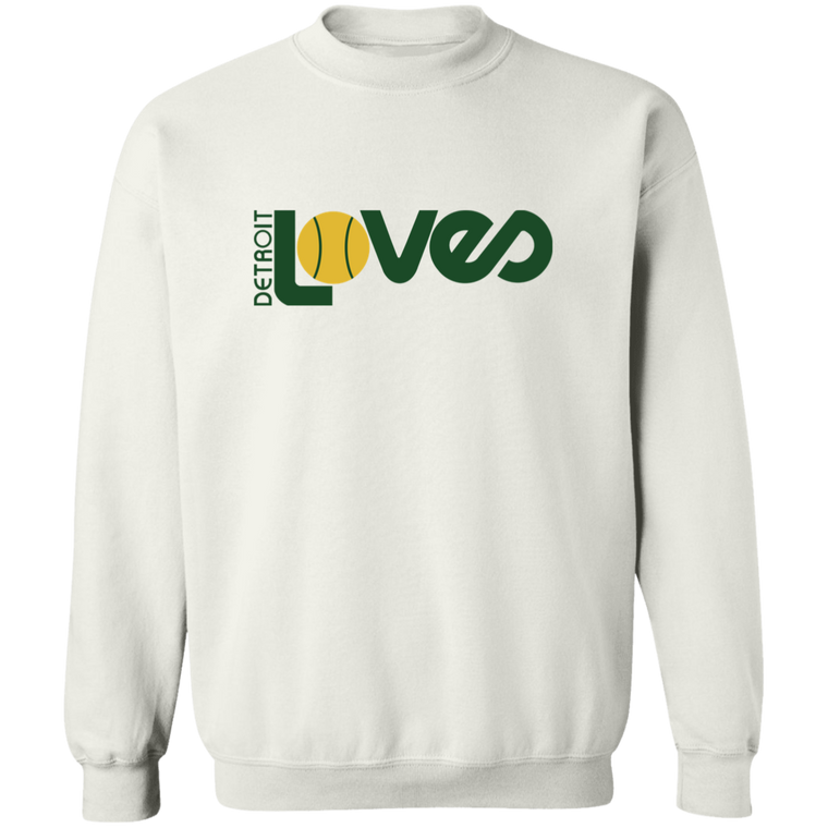 Retro Detroit Loves crewneck pullover sweatshirt featuring vintage WTT tennis team logo in white