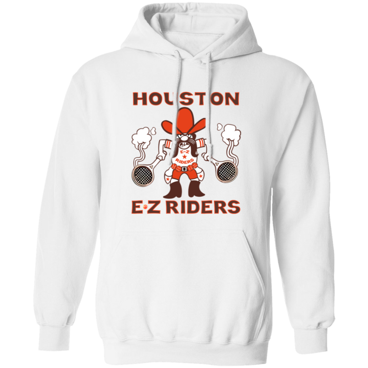 Retro Houston E-Z Riders pullover hoodie featuring vintage WTT tennis team logo in white