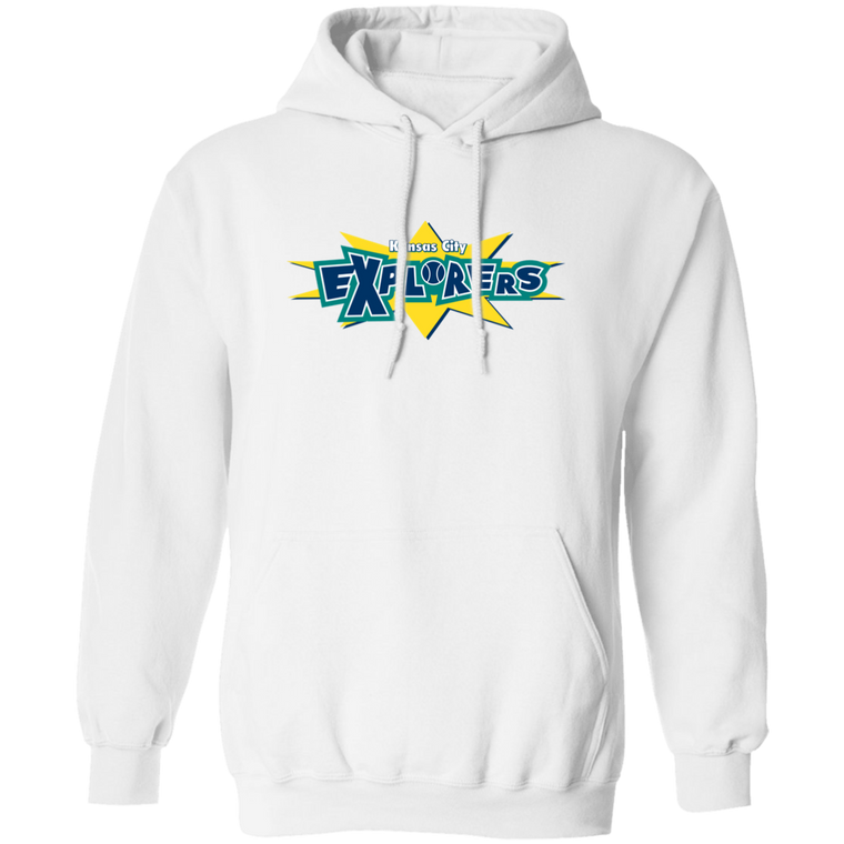 Retro Kansas City Explorers pullover hoodie featuring vintage WTT tennis team logo in white