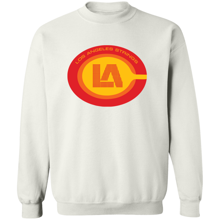 Retro Los Angeles Strings crewneck pullover sweatshirt featuring vintage WTT tennis team logo in white