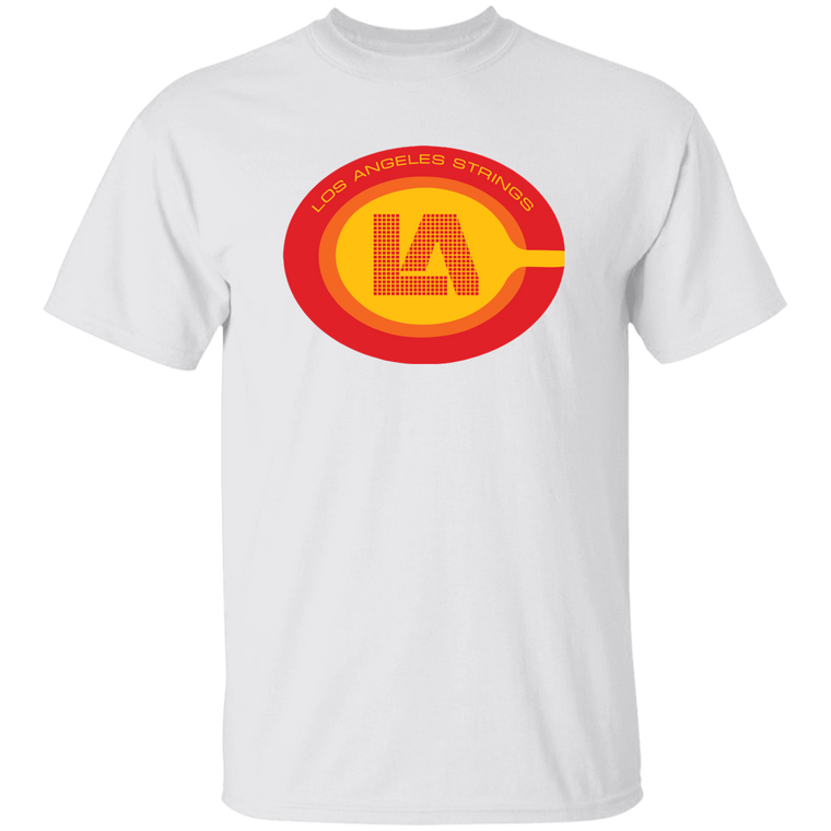 Vintage-style Los Angeles Strings WTT T-shirt with retro 1970s team logo graphic in white