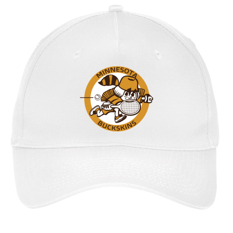 Retro Minnesota Buckskins World Team Tennis twill cap with seamless 5-panel front and retro logo in white
