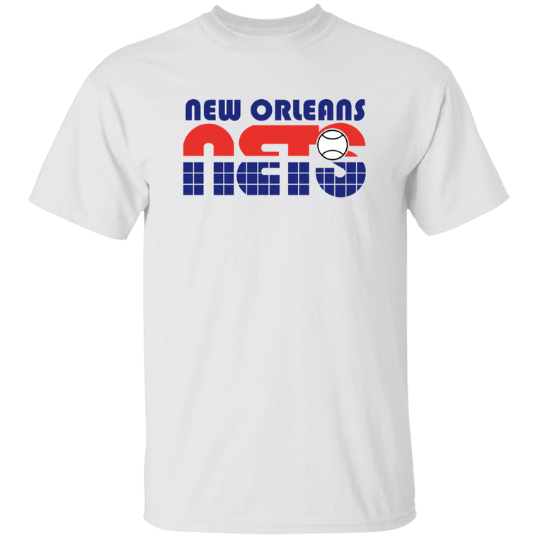 Vintage-style New Orleans Sunbelt Nets WTT T-shirt with retro 1970s team logo graphic in white