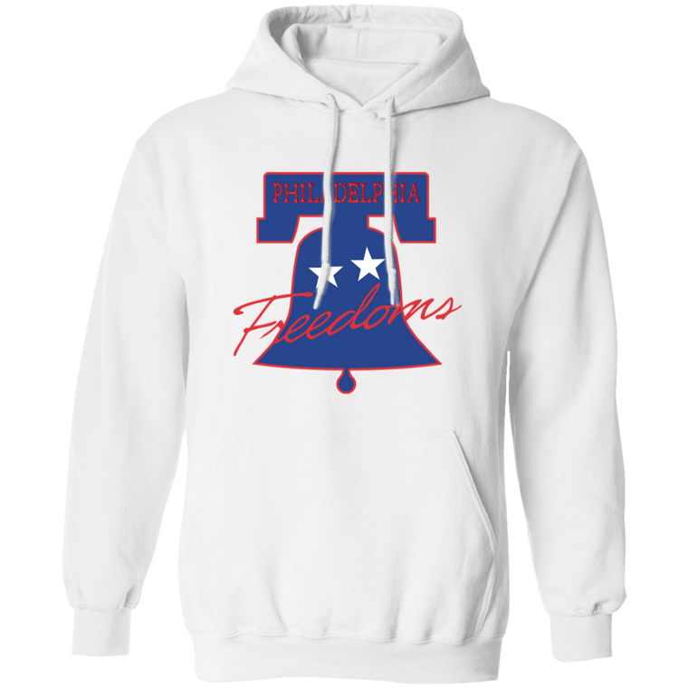 Retro Philadelphia Freedoms pullover hoodie featuring vintage WTT tennis team logo in white