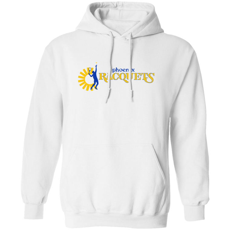 Retro Phoenix Racquets pullover hoodie featuring vintage WTT tennis team logo in white