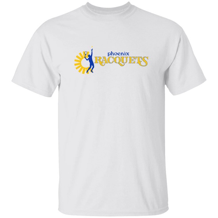 Vintage-style Phoenix Racquets WTT T-shirt with retro 1970s team logo graphic in white