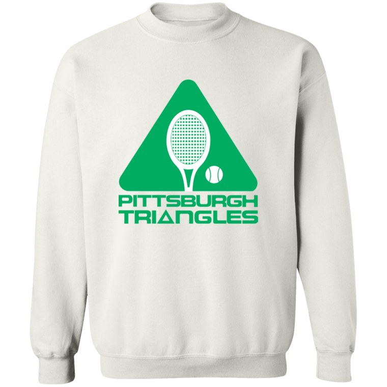 Retro Pittsburgh Triangles crewneck pullover sweatshirt featuring vintage WTT tennis team logo in white