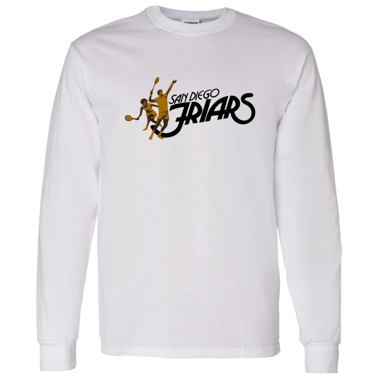Retro San Diego Friars long sleeve shirt featuring vintage WTT tennis team logo in white