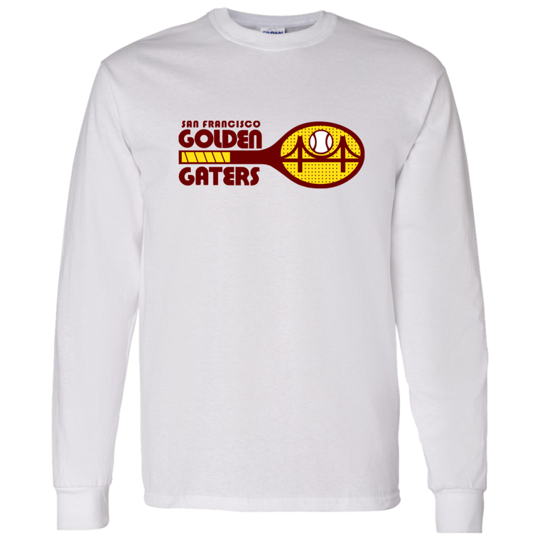 Retro San Francisco Golden Gaters long sleeve shirt featuring vintage WTT tennis team logo in white