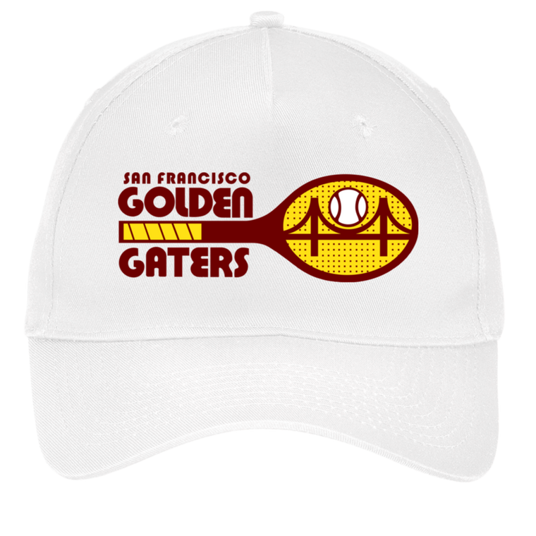 Vintage San Franciso Golden Gaters World Team Tennis twill cap with seamless 5-panel front and retro logo in white
