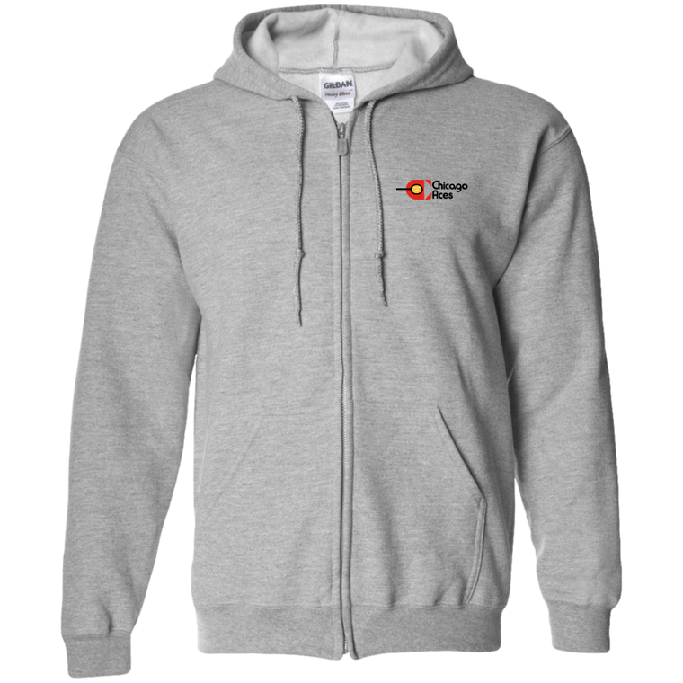 Chicago Aces  WTT Tennis Full Zip Hoodie in Sport Grey Front