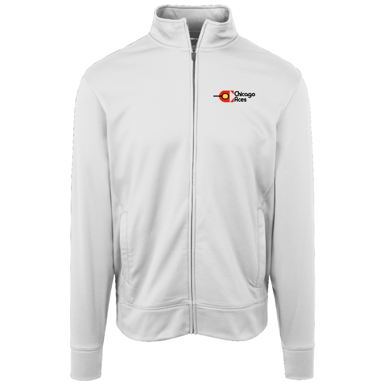 Retro Chicago Aces Full Zip Fleece Jacket featuring vintage WTT tennis team logo in white front view