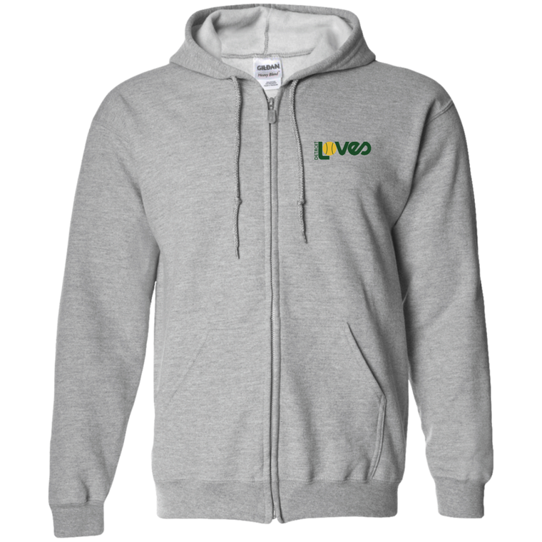 Detroit Loves WTT Tennis Full Zip Hoodie in Sport Grey Front