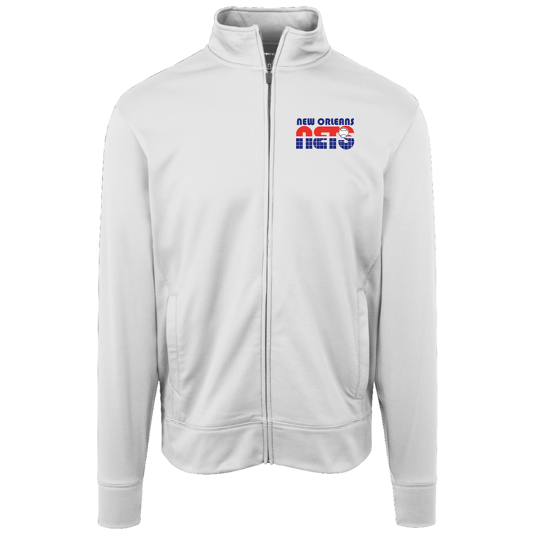 New Orleans Sun Belt Nets Full Zip Fleece Jacket featuring vintage WTT tennis team logo in white front view