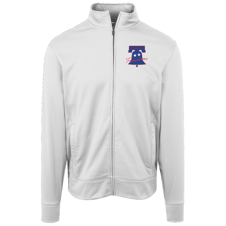 Philadelphia Freedoms Full Zip Fleece Jacket featuring vintage WTT tennis team logo in white front view
