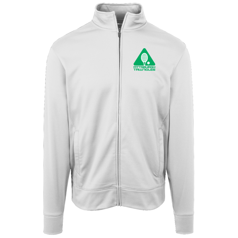 Pittsburgh Triangles Full Zip Fleece Jacket featuring vintage WTT tennis team logo in white front view