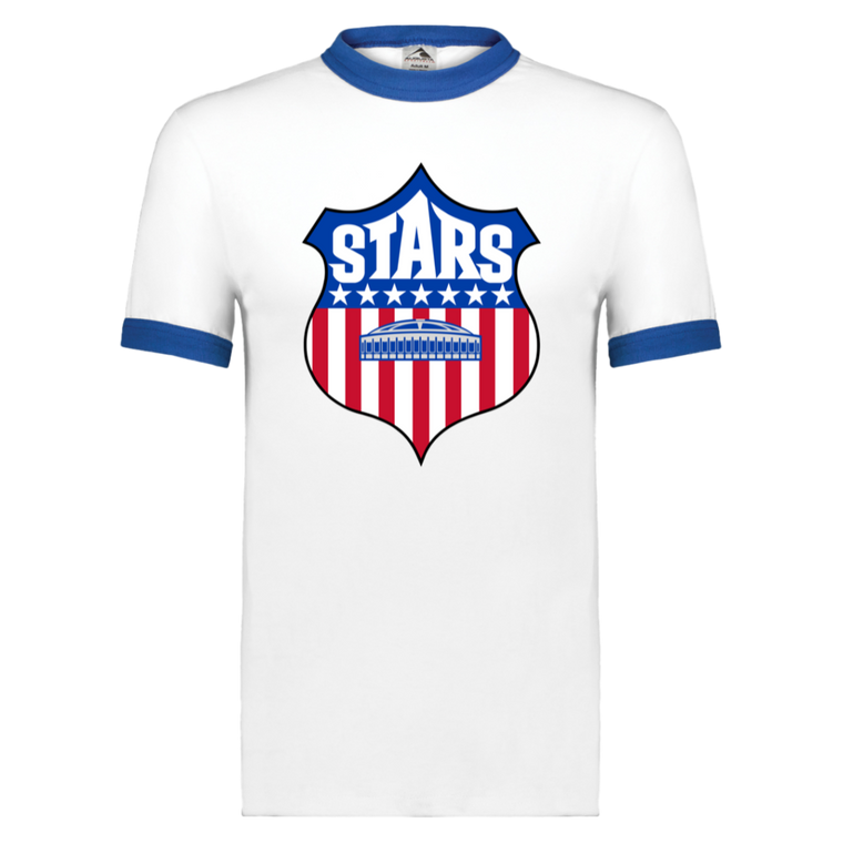 Houston Stars T-shirt Ringer NASL Soccer color White/Royal Blue