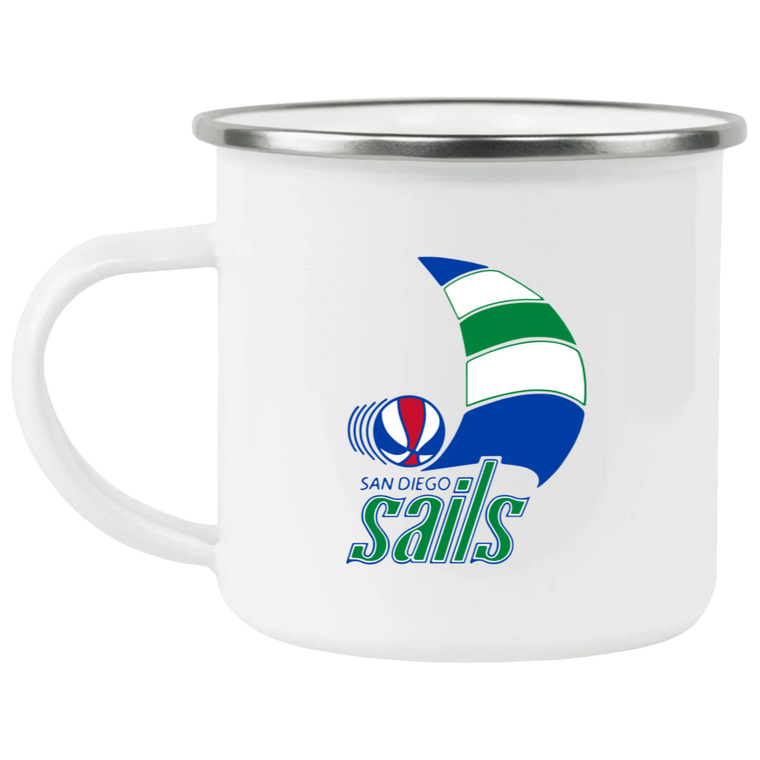 San Diego Sails Camping Mug 12 oz. Enamel ABA Basketball Team