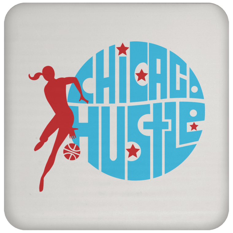 Chicago Hustle WBL Drink Coaster Table Pad Women's Pro Basketball League Team color White