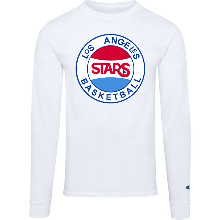 Los Angeles Stars ABA Long Sleeve Shirt American Basketball Association Team Logo color White