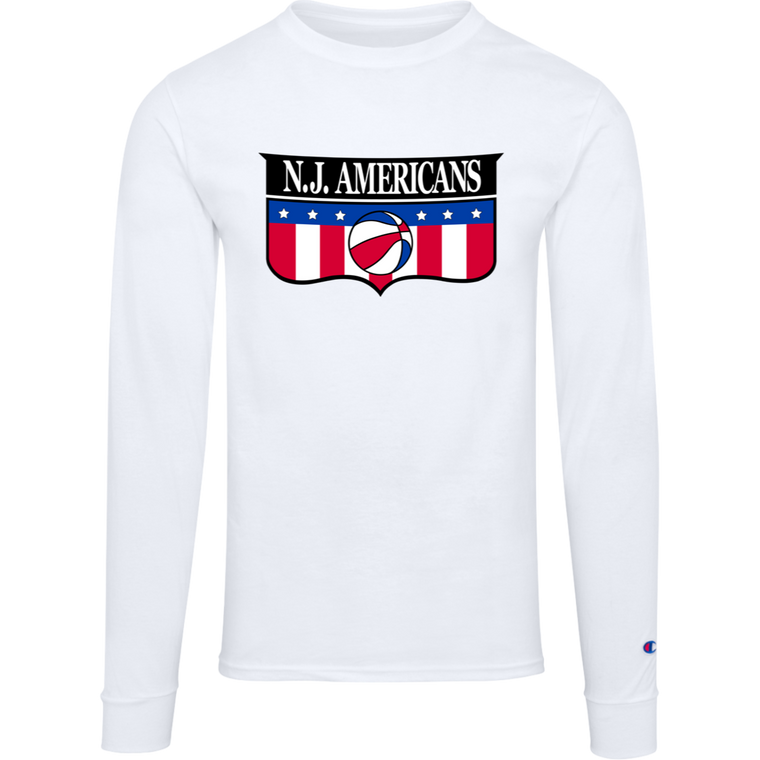 New Jersey Americans ABA Long Sleeve Shirt American Basketball Association Team Logo color White