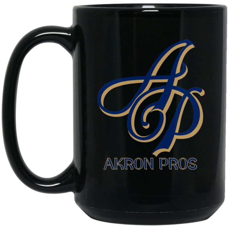Akron Pros Mug 15 oz. Black Glossy Ceramic Drinkware NFL Football Team Logo