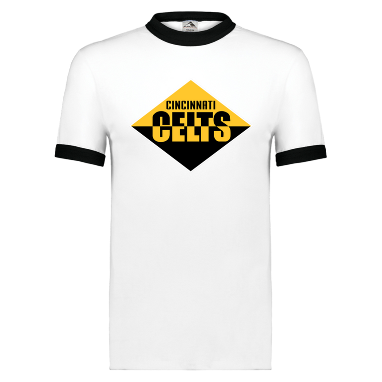 Cincinnati Celts Ringer T-shirt NFL Football Team Fan Apparel color White/Black
