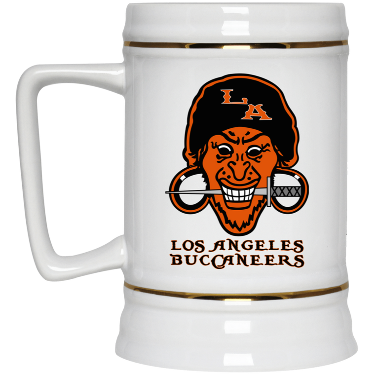 Los Angeles Buccaneers Beer Stein 22 oz. White Ceramic NFL Football Team Drinkware