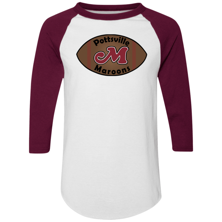 Pottsville Maroons Raglan Shirt Colorblock NFL Football Team Fan Apparel color White/Maroon
