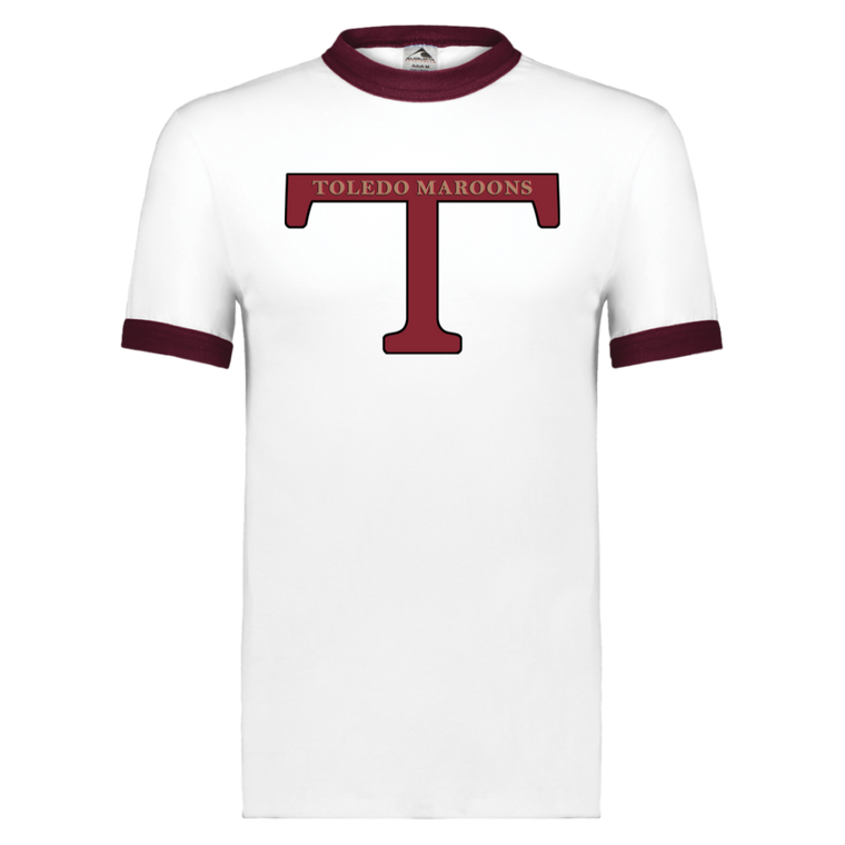 Toledo Maroons Ringer T-shirt NFL Football Team Fan Apparel color White/Maroon