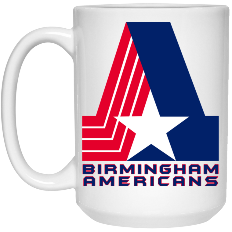 Birmingham Americans Mug White Glossy 15 oz. Ceramic Drinkware WFL Football Team Logo