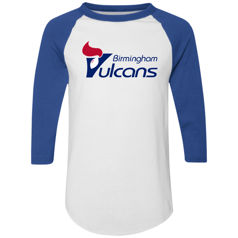 Birmingham Vulcans Raglan Shirt Colorblock WFL Football Team color White/Royal Blue