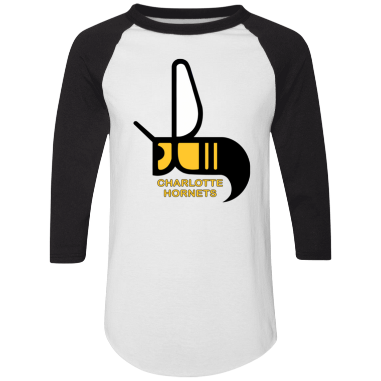 Charlotte Hornets Raglan Shirt Colorblock WFL Football Team color White/Black Charlotte Hornets Raglan Shirt Colorblock WFL Football Team color White/Black