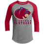 Michigan Panthers USFL Raglan Tee Shirt 3/4 Sleeve - Heather Grey/Red