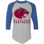 Michigan Panthers USFL 3/4 Sleeve Raglan Tee Shirt - Athletic Heather/Royal